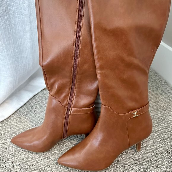 New Cognac Colored Dress Boots (NEW, NEVER WORN) - Picture 1 of 2